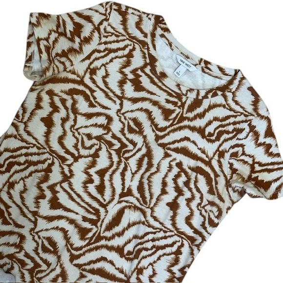 Nine‎ West Midi Dress Brown Zebra Print Casual T-Shirt Dress Large - Picture 3 of 12